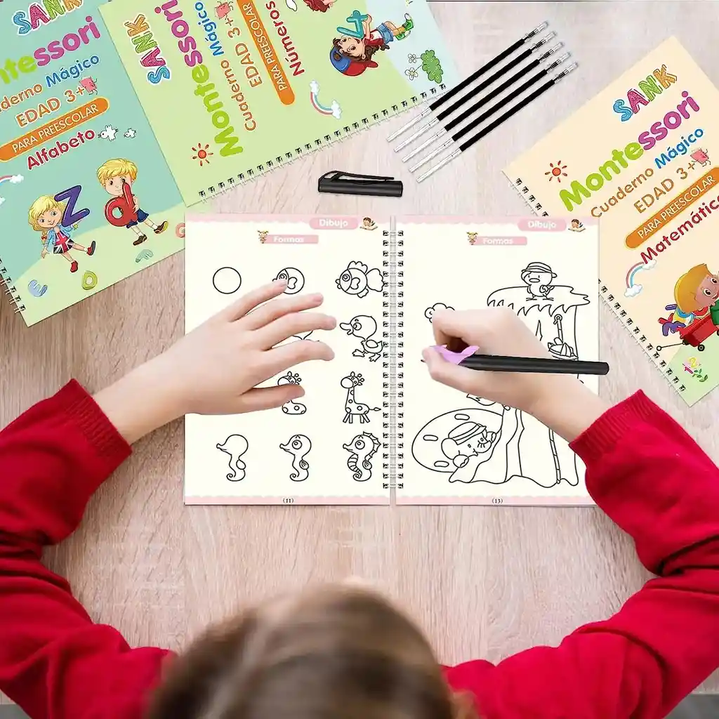 Kit De 4 Cuadernos De Escritura Mágicos Para Niños