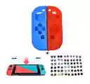 Silicona Joycon Neon + Vidrio Templado + 2 Grips Para Nintendo Switch