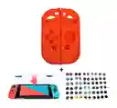 Silicona Joycon Rojas + Vidrio Templado + 2 Grips Para Nintendo Switch