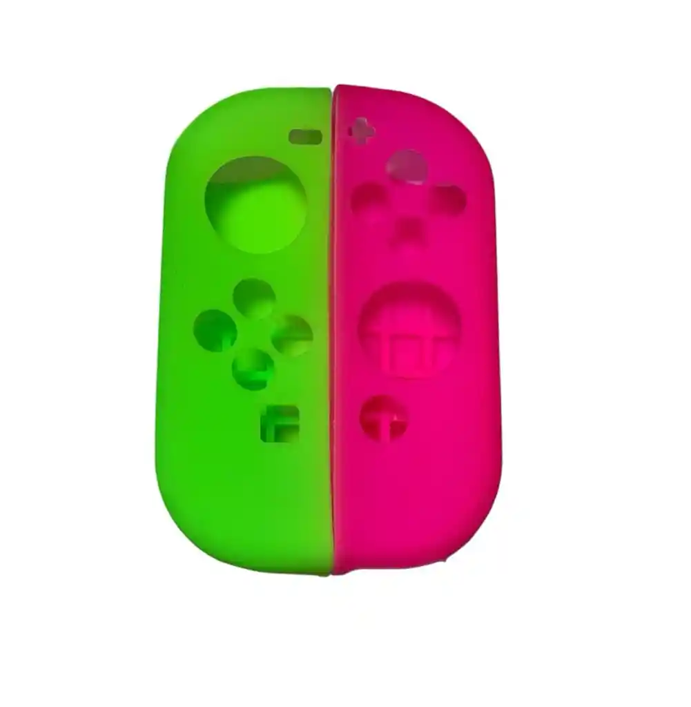 Silicona Joycon Rosa - Verde + Vidrio Templado + 2 Grips Para Nintendo Switch