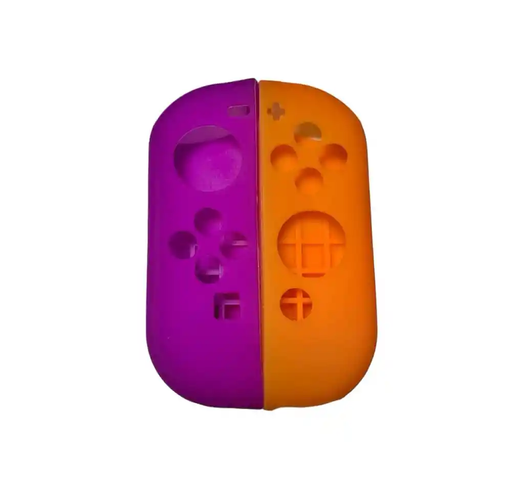 Silicona Joycon Morado - Naranja + Vidrio Templado + 2 Grips Para Nintendo Switch