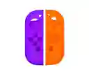 Silicona Joycon Morado - Naranja + Vidrio Templado + 2 Grips Para Switch Oled