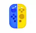 Silicona Joycon Azul - Amarillo + Vidrio Templado + 2 Grips Para Nintendo Switch