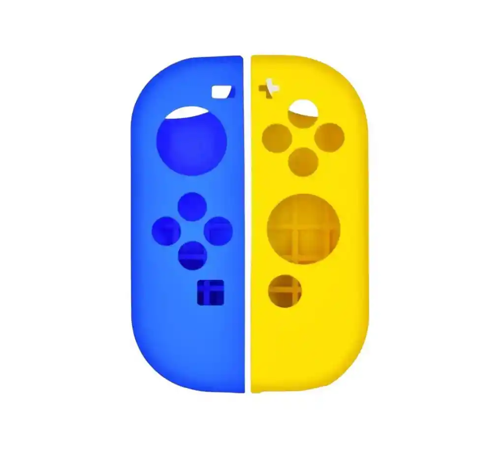 Silicona Joycon Azul - Amarillo + Vidrio Templado + 2 Grips Para Nintendo Switch