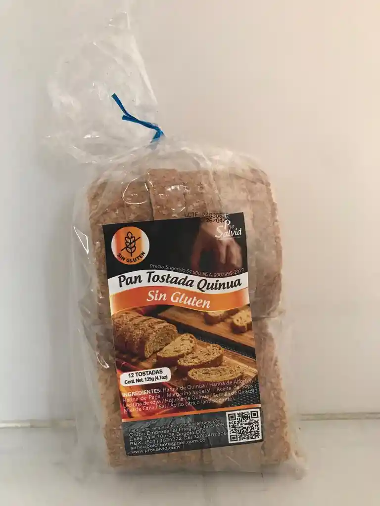 Tostadas De Quinua Sin Gluten 135g 12u Pro Salvid