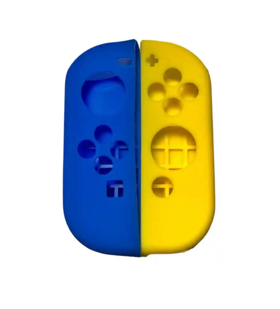 Silicona Joycon Azul - Amarillo + Vidrio Templado + 2 Grips Para Switch Oled
