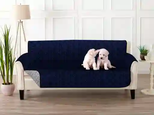 Protector De Sofa De Dos Puestos Doble Faz Azul - Gris (120 X 180 Cm)