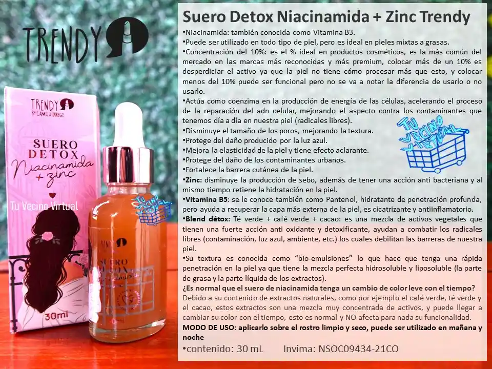 Suero Detox Niacinamida + Zinc Trendy