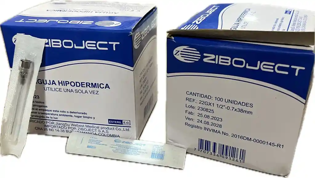 Aguja Hipodermica 22 X 1 ½, Caja X 100 Unds