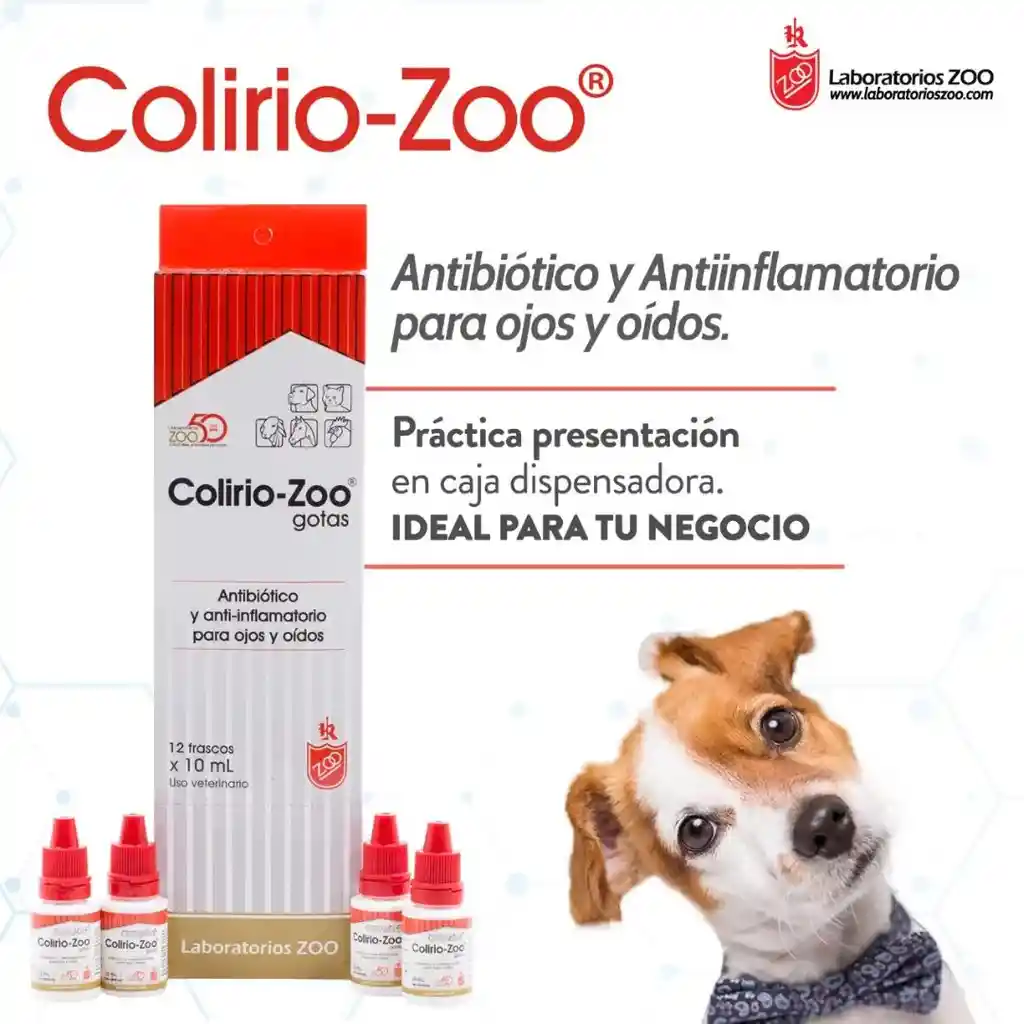 Colirio Zoo 10 Ml Antibiotico Y Anti Inflamatorio Para Ojos Y Oidos