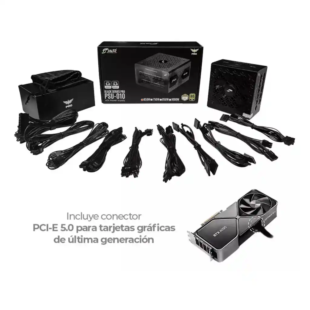 Fuente De Poder 1000w 80 Gold Plus Jyr Psu-010 Certi | Negro