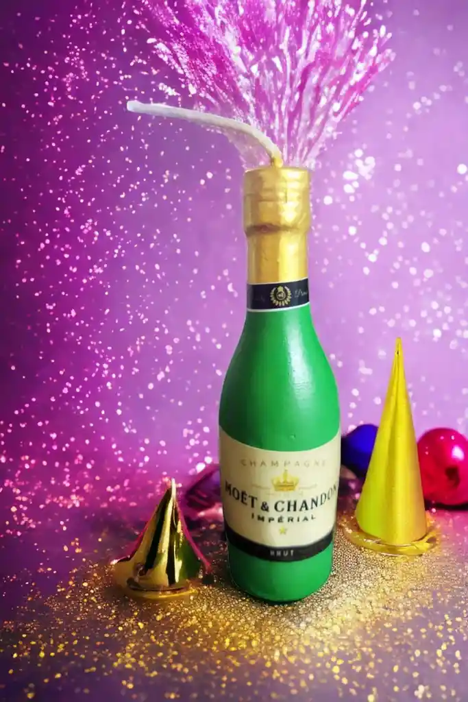 Vela De Cumpleaños Diseño Botella De Champagne Moet