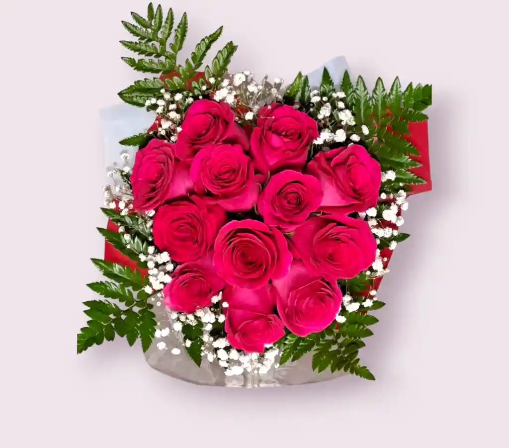 Bouquet 12 Rosas Fucsias