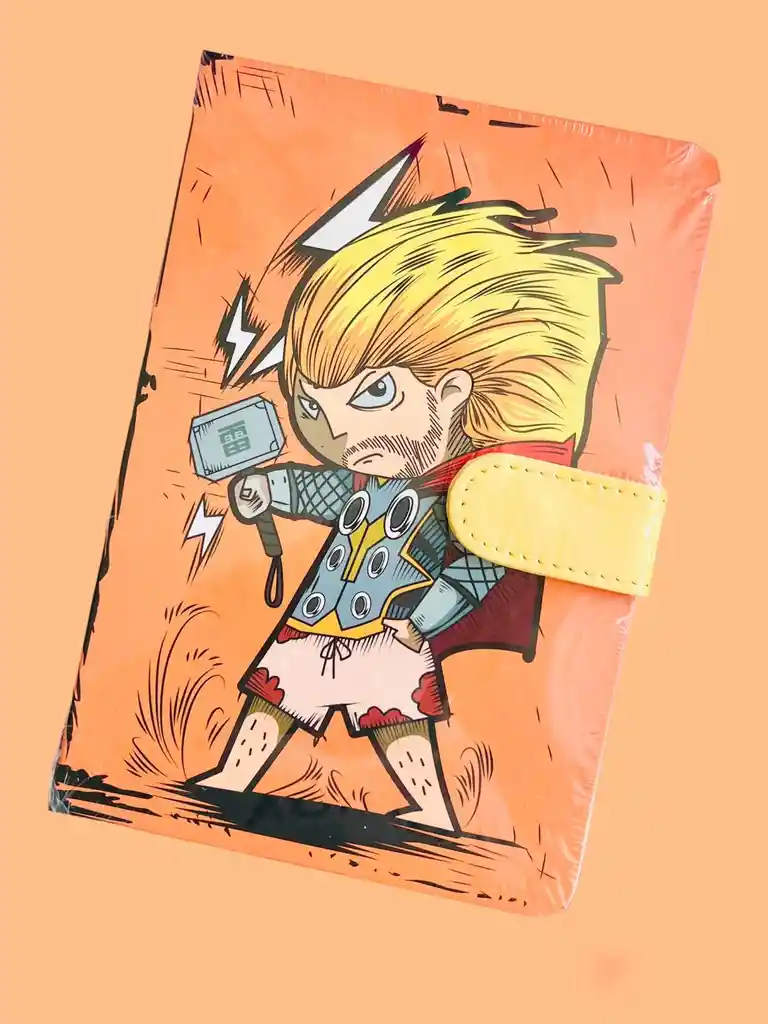 Papelería Agenda Con Broche Super Heroe Thor 			