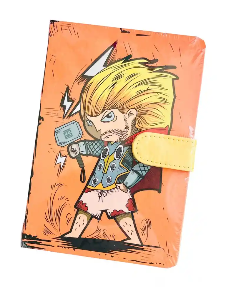 Papelería Agenda Con Broche Super Heroe Thor 			