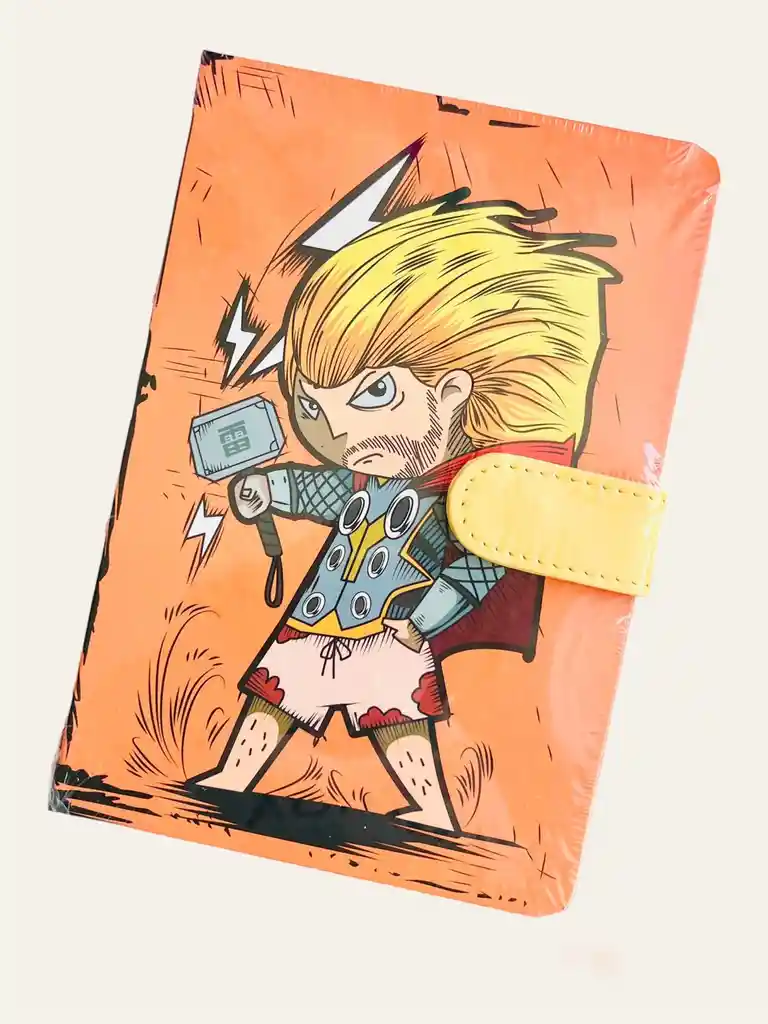 Papelería Agenda Con Broche Super Heroe Thor 			