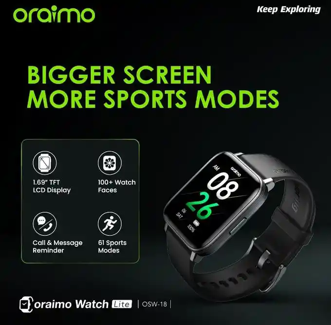 Smartwatch Oraimo Watch Lite Resistencia Agua Ip68