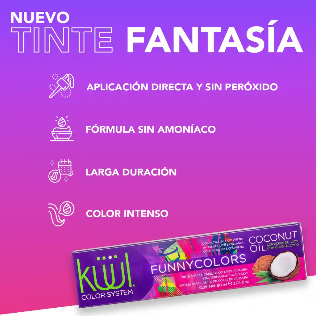 Tinte Kuul Funny Color Rojo Rosado 90ml