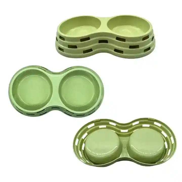 Plato Comedero Para Mascota Doble Servicio Color Verde Pastel Ref02379