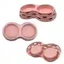 Plato Comedero Para Mascota Doble Servicio Color Rosado Pastel Ref02379