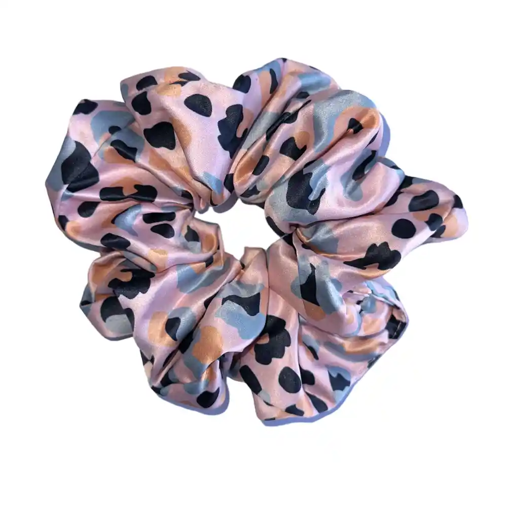 Bamba Satín Animal Print Rosa Salmon Hecha A Mano Talla L