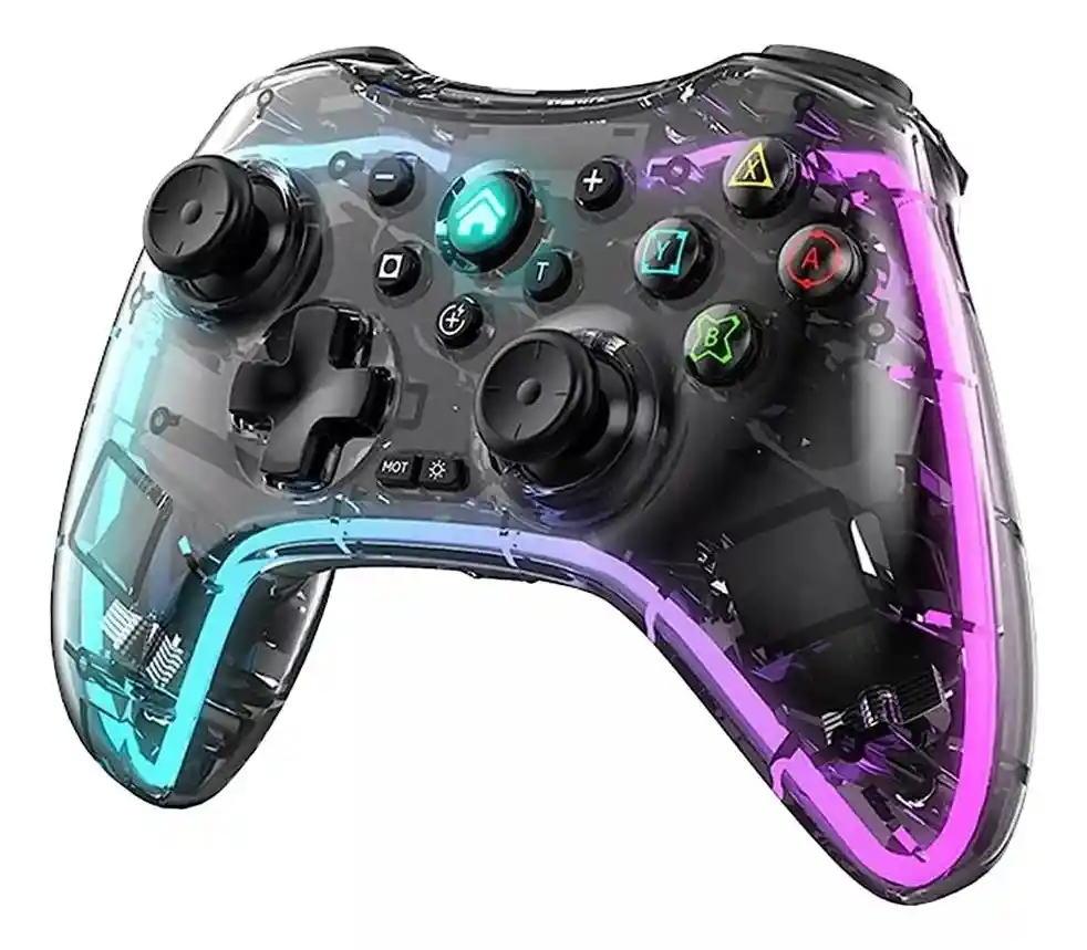 Control Inalambrico Gamepad Transparente Rgb Joystick Lh-3