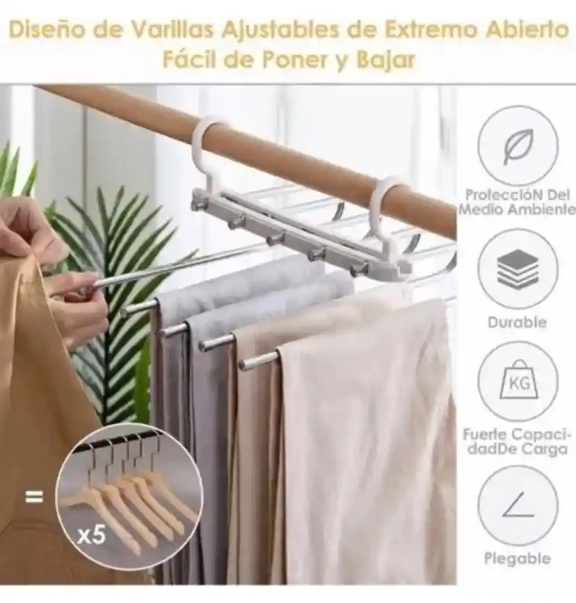 Gancho Organizador Para Pantalones Perchero Plegable 5 En 1 Armario