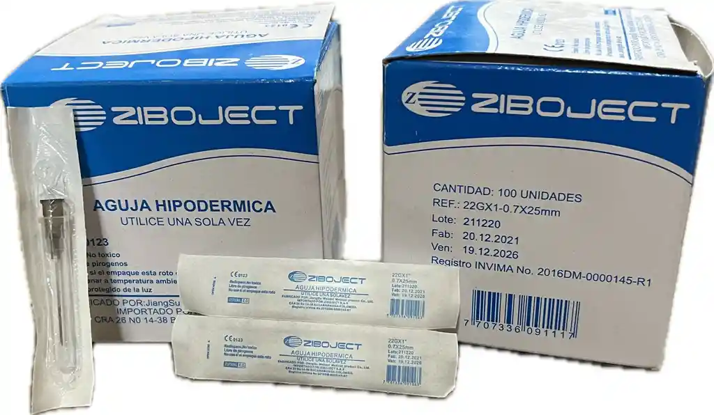 Aguja Hipodermica 22 X 1, Caja X 100 Unds