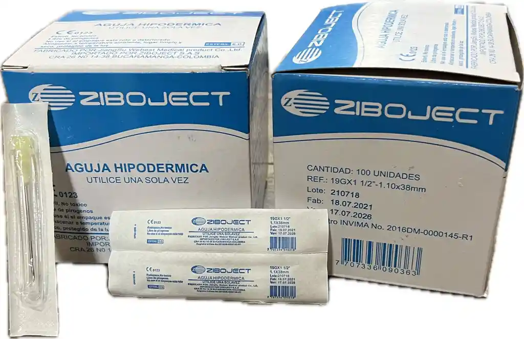 Aguja Hipodermica 19 X 1 ½ Caja X 100 Unds