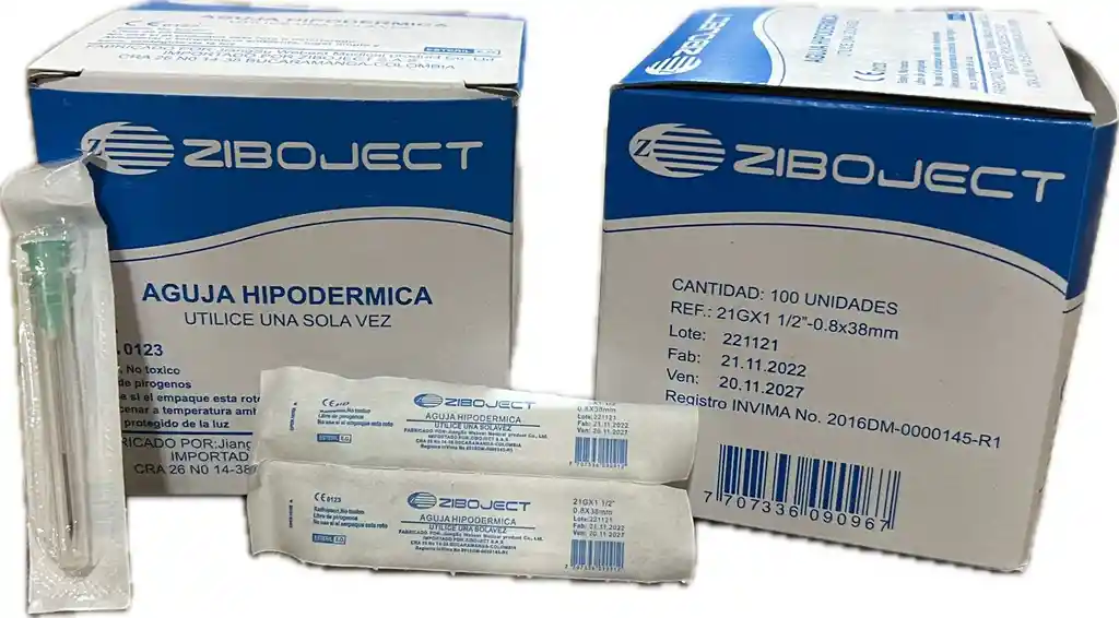 Aguja Hipodermica 21 X 1 ½, Caja X 100 Unds
