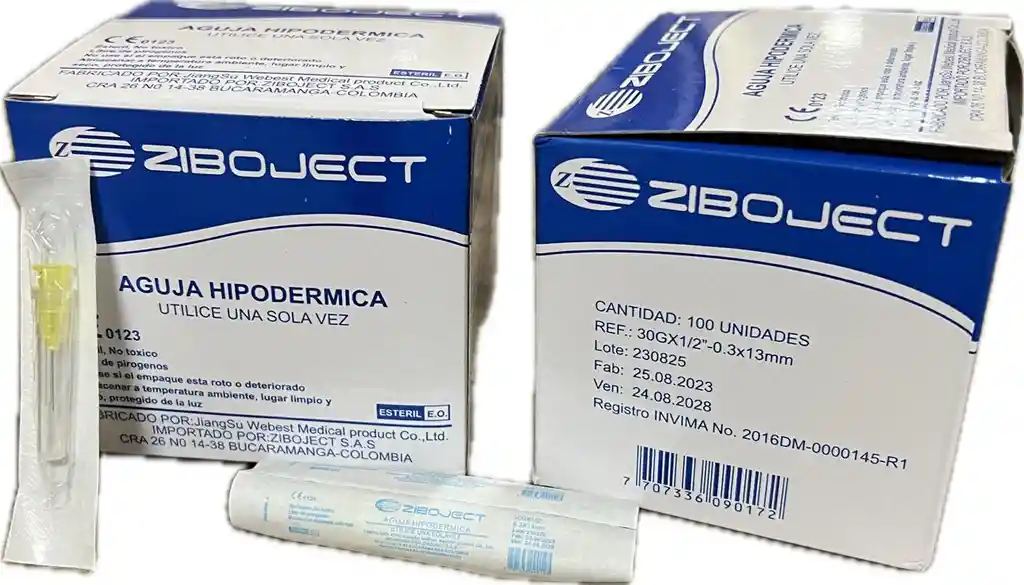 Aguja Hipodermica 30 X ½, Caja X 100 Unds