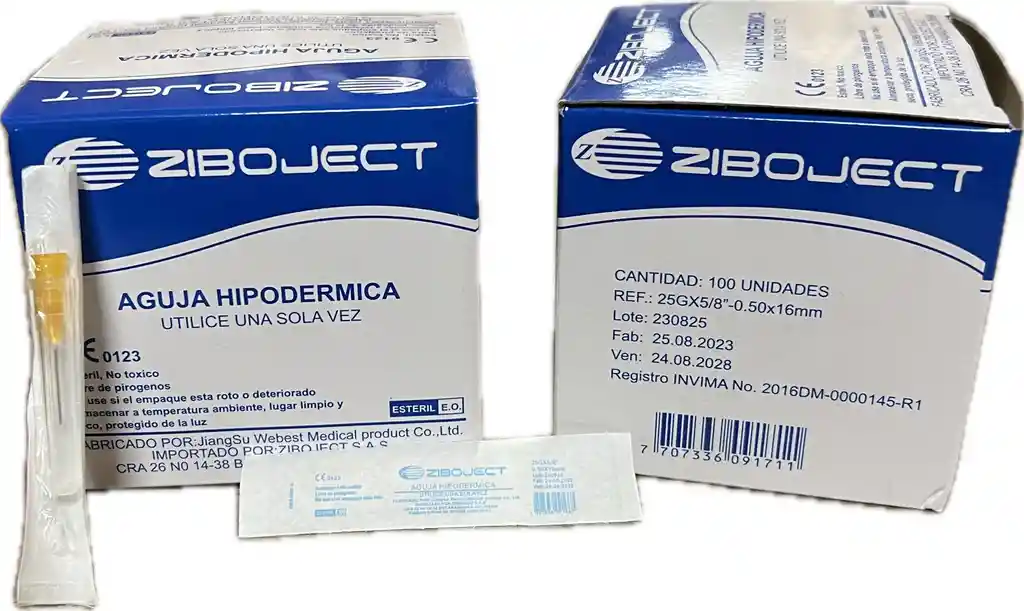 Aguja Hipodermica 25 X 5/8, Caja X 100 Unds