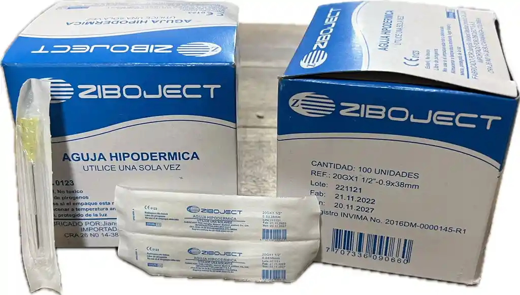 Aguja Hipodermica 20 X 1 ½, Caja X 100 Unds