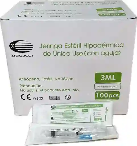 Jeringa 3ml Con Aguja 23gx1", 3partes, L.lock, Caja X 100 Unds