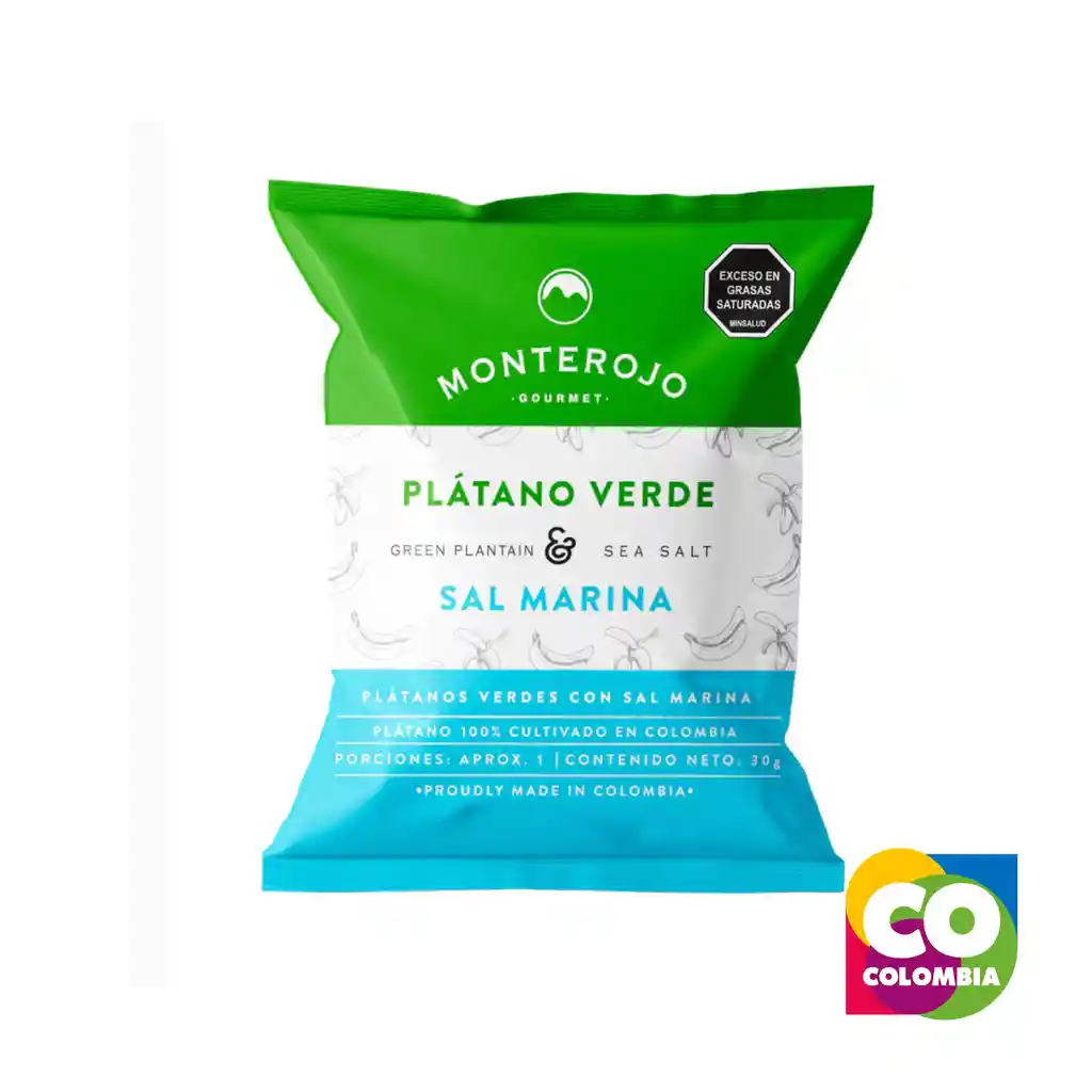 Plátanos Verdes Sal Marina Marca Monterojo Embalaje De 1 Unidad Por 30g