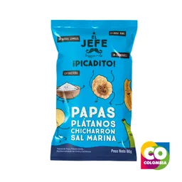 Mezcla Papas, Plátano, Chicharón Y Sal Marina Marca El Jefe