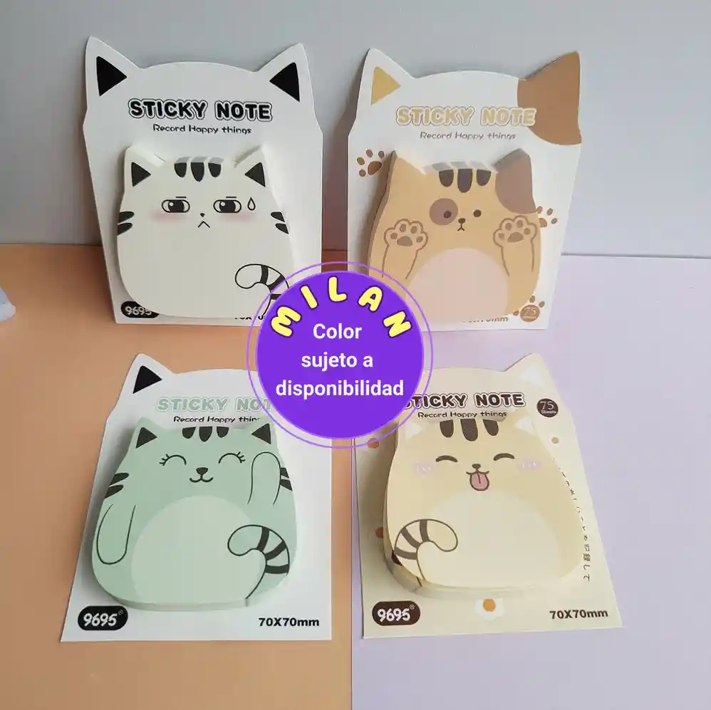 Notas Adhesivas Post It Diseño Gatos Kawaii.