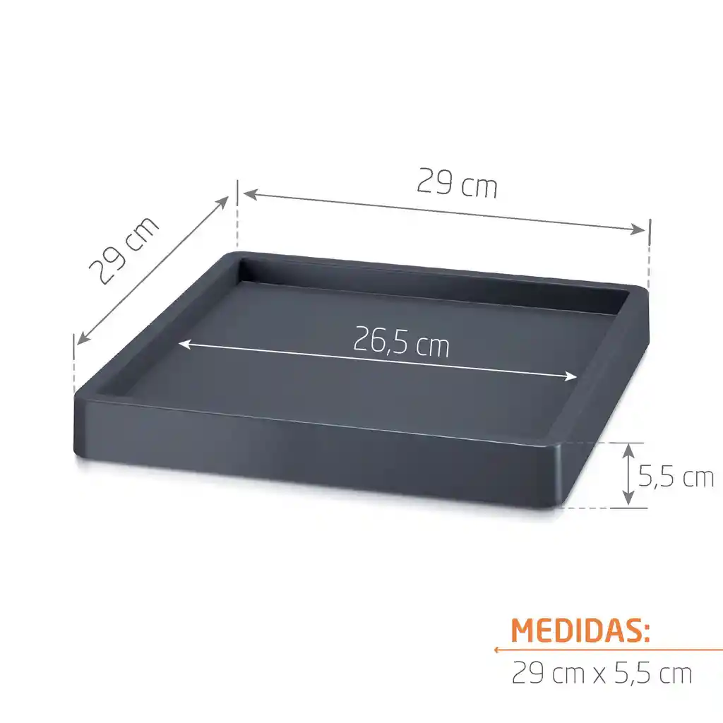 Base Cuadrada Con Borde 29 Cm Antracita