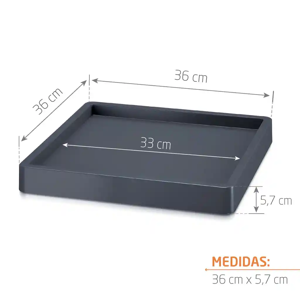 Base Cuadrada Con Borde 37 Cm Antracita