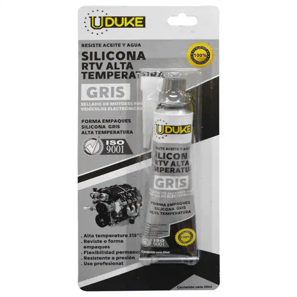 Silicona Uduke 50 Ml Rtv Gris Alta Temperatura Automotriz