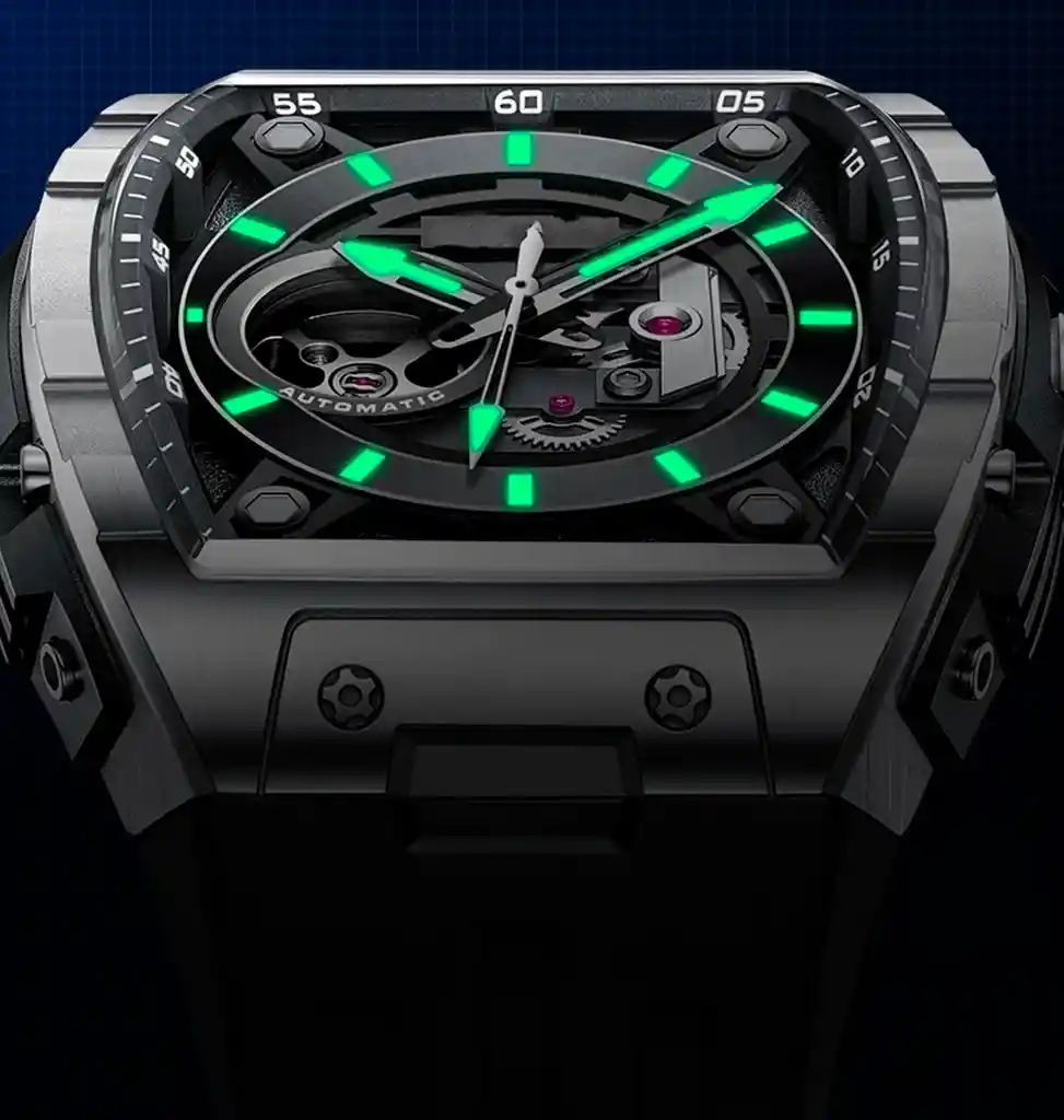 Reloj G-force At9812 Automatico Cuadrado Hombre + Estuche