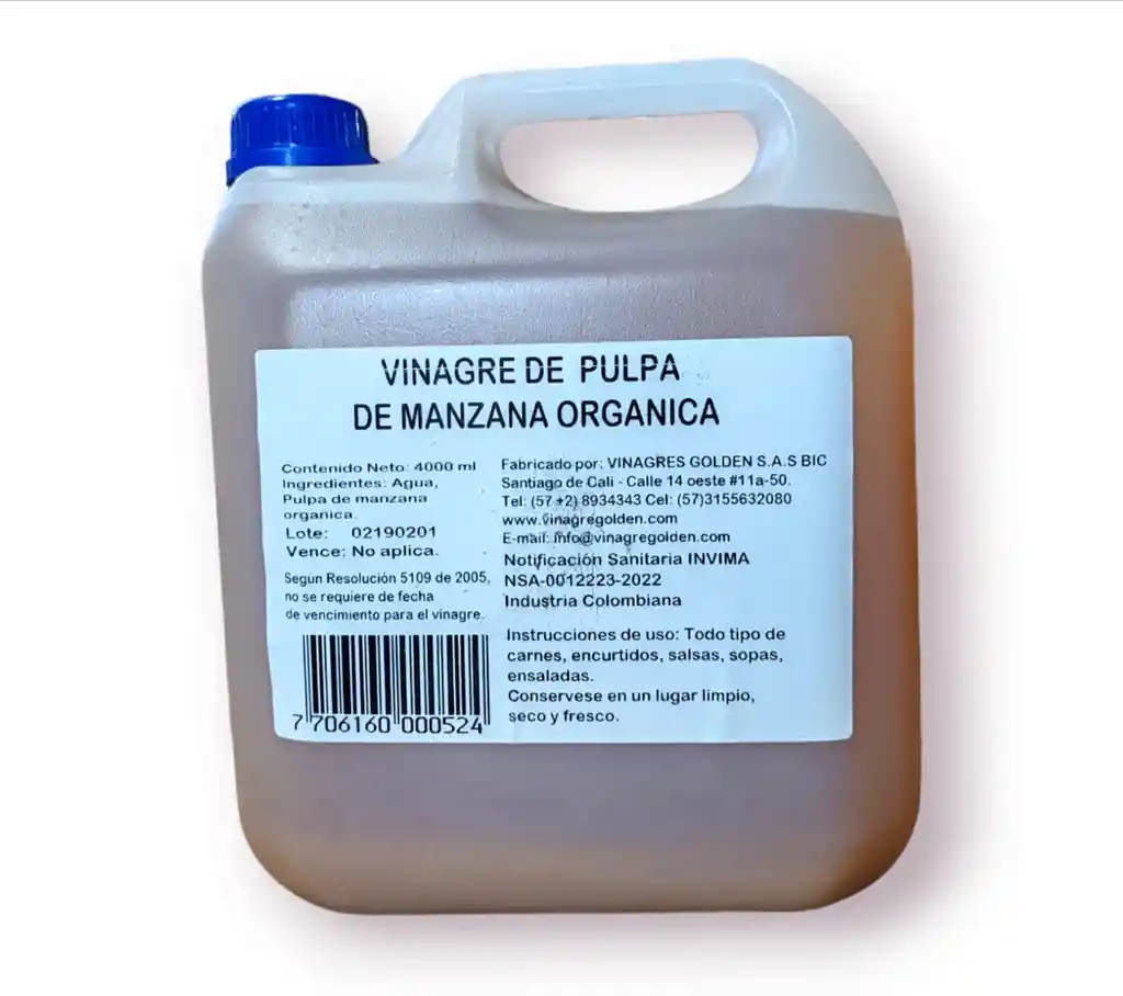 Vinagre De Pulpa De Manzana Orgánica Golden X Galón