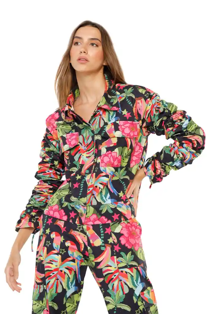 Chaqueta Jody Estampado Negro L Mercedes Campuzano