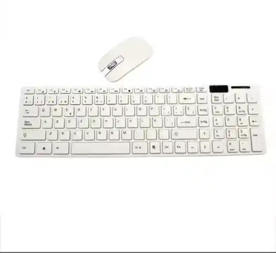 Combo Kit De Teclado Numérico + Mouse Óptico Inalámbrico Pc 2.4ghz Color Del Teclado Blanco