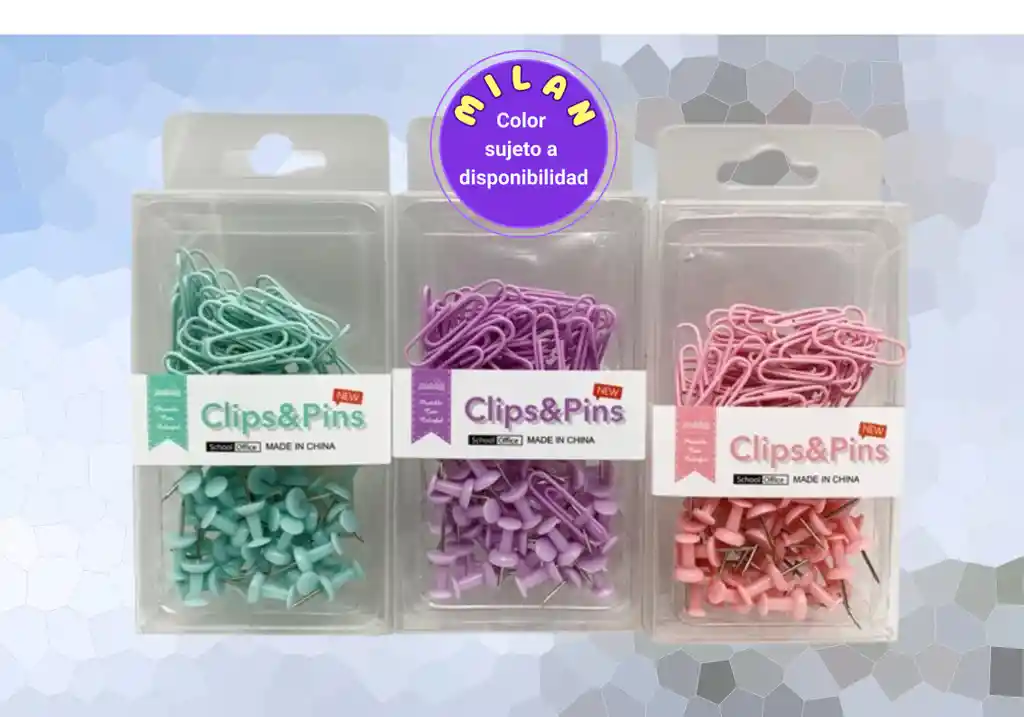 Set De Oficina Kawaii. Ganchos Clips + Chinchones En Colores Pastel