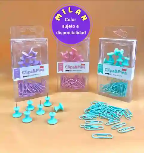 Set De Oficina Kawaii. Ganchos Clips + Chinchones En Colores Pastel