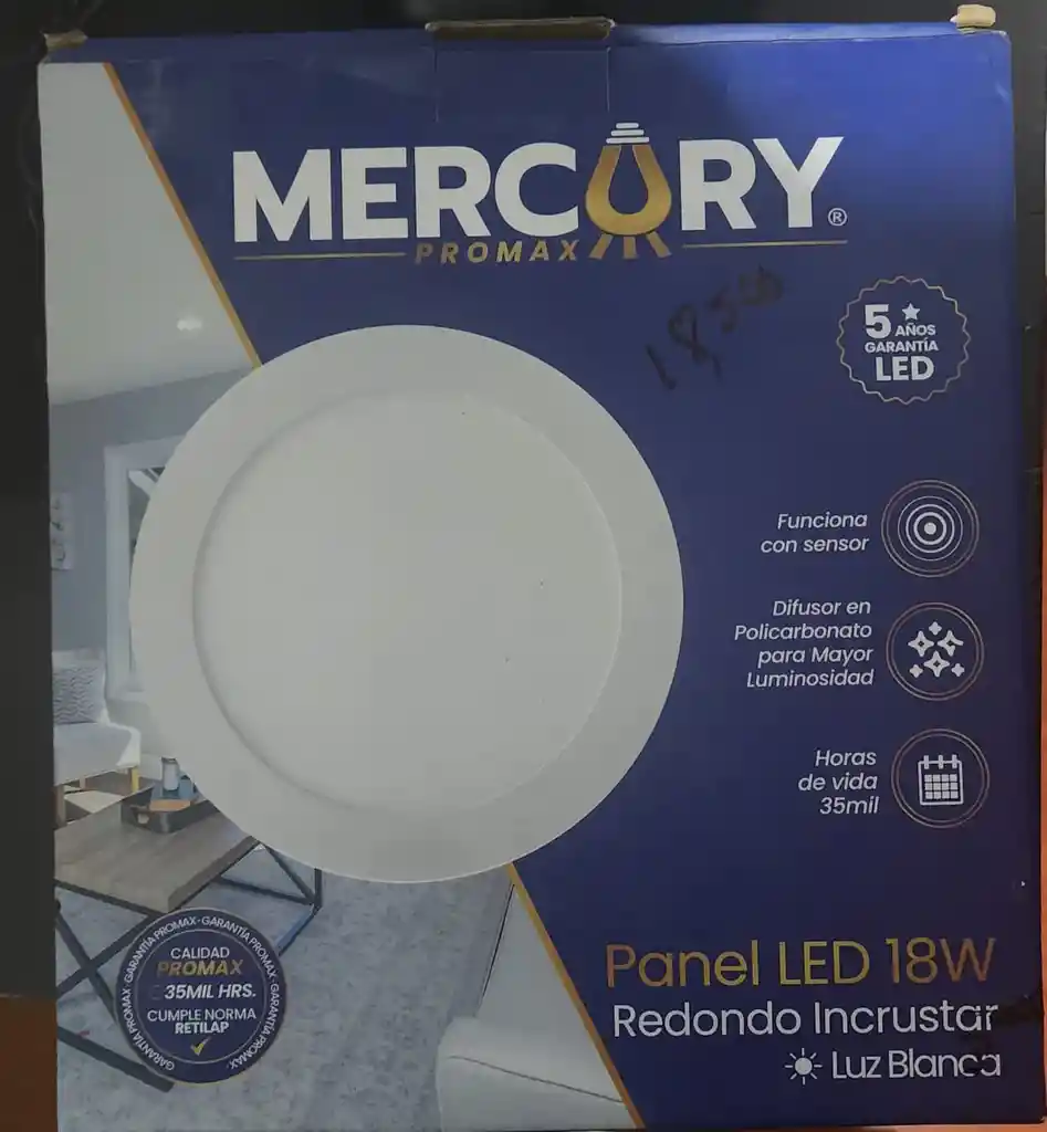 Panel De Incrustar Luz Blanca De 18w, De La Marca Mercury