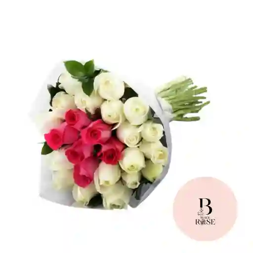 Rosas Blancas Y Rosas Fucsias En Bouquet