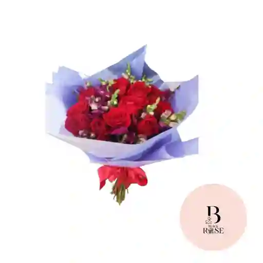 Rosas Rojas Y Boca De Dragon En Bouquet