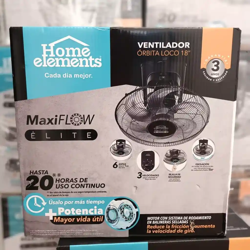 Ventilador Orbital Loco Home Elements 18 Pulgadas Negro